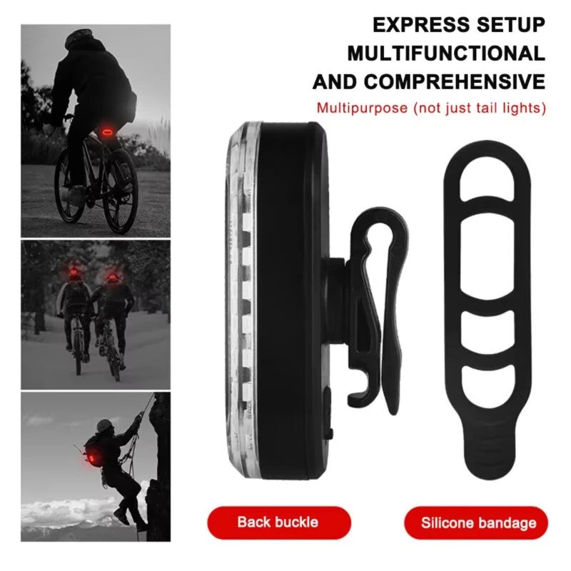 BIKIGHT Colorful RGB USB Rechargeable LED Bike Taillight 14 Light Modes Waterproof Safety Rear Light for Night Riding Cycling Equipmen