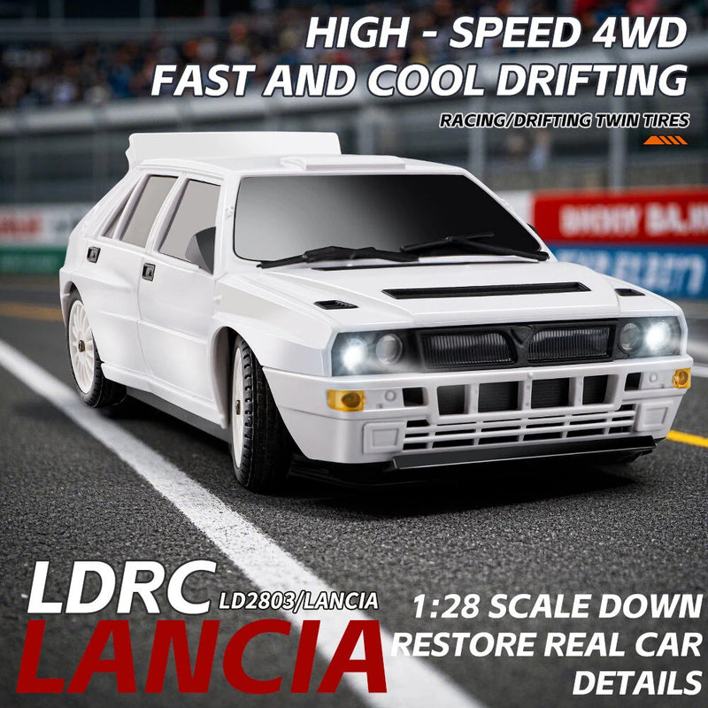 LDRC 2802 2803 2804 206 LANCIA QUATTRO RTR 1/28 2.4G 4WD RC Car Drift LED Light On-Road Full Proportional Racing Vehicles Models Toys