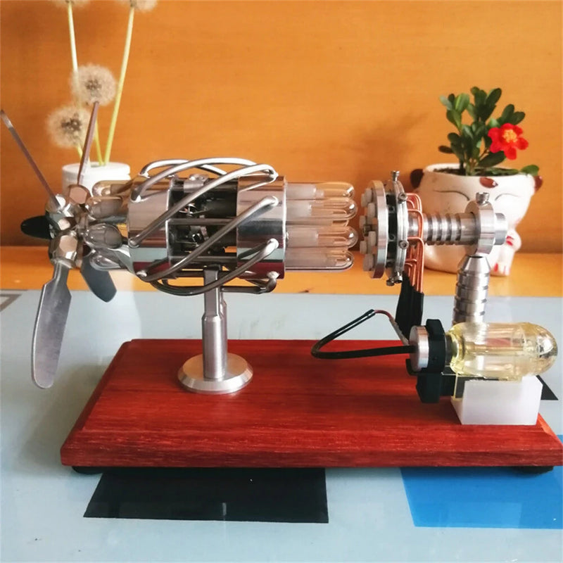 16 Cylinder Swash Plate Stirling Engine Model Quartz Glass Hot Air Creative Motor Engine Generator  Single / Double Gas Tank Science Discovery Technology Education Toys
