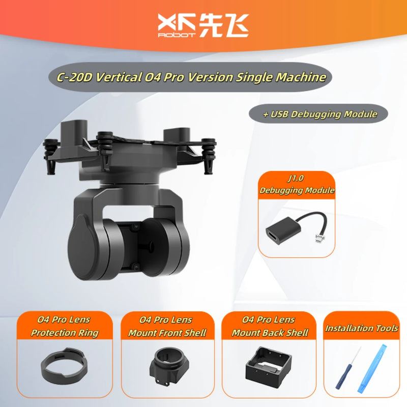 XF C-20D Vertical 19mm 2-Axis FPV Gimbal Supports DJI O4/ O4 PRO Camera for FPV RC Drones