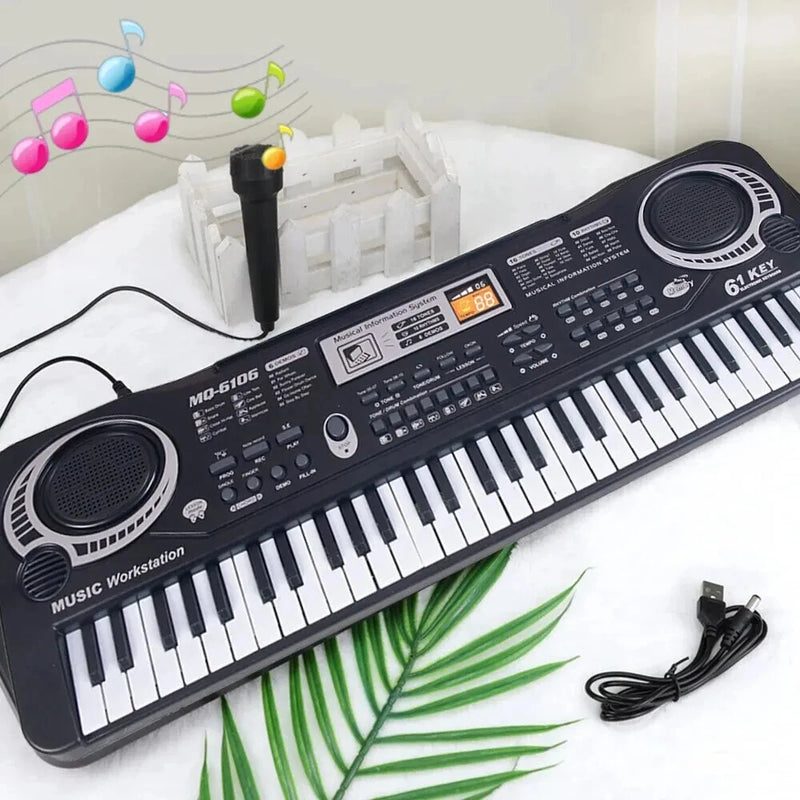 61 Keys Portable Electronic Piano Keyboard Organ With Microphone Educational Toys Musical Instrument Gift for Kids Beginners