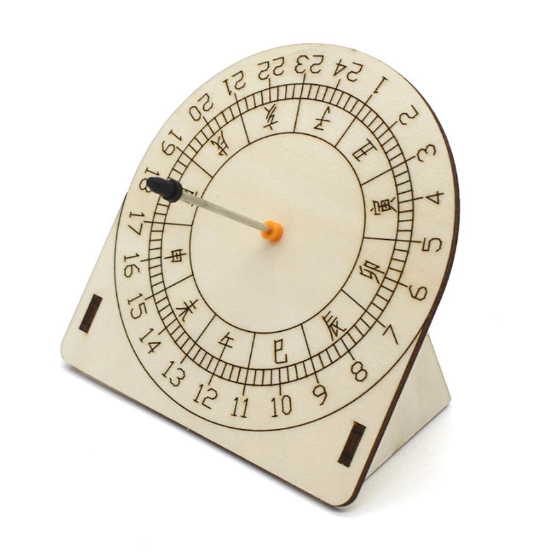 Wooden Sundial Model Assembly Kit DIY Optional with Compass Children's Science Experiment Education Toy Student Technology Small Production