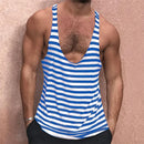 INCERUN Mens Striped U-Neck Sleeveless Casual Vest Simple Gym Sports Tank Top