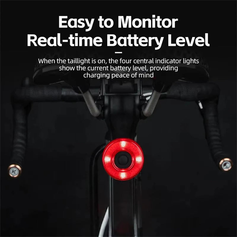 ROCKBROS BL-S1 Smart Brake Sensor Bicycle Taillight 400 mAH Type-C Charging IPX7 Waterproof Aluminum Bike Rear Light for Night Road Warning Riding