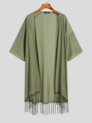 Mens Fringe Hem Half Sleeve Cardigan