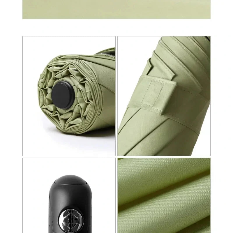 Automatic 8-Rib Sun Protection Umbrella Fully Automatic Pocket Umbrella Cute Mini Black Coated Five Fold Sun Umbrella Mini Portable Pocket Umbrella