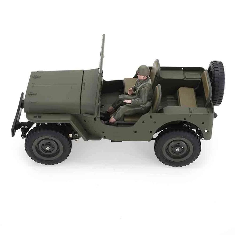 LUXINGZHE 2506-1 RTR 1/16 2.4G 4WD 1941 Willys MB for Jeep Military Truck Off-Road Climbing LED Light Alloy Body Shell Metal Frame Drive Shaft Gear Rock Crawler Full Proportional Retro Simulation Vehicles Models Toys