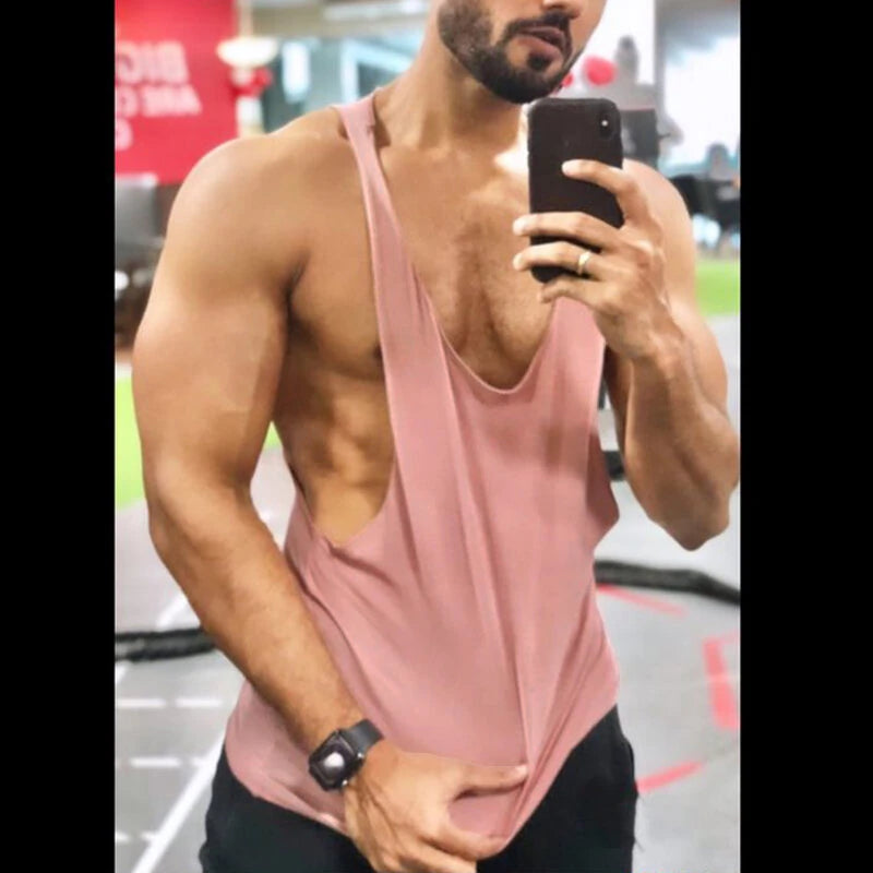 INCERUN Mens Tank Top Solid Color Sport Tanks Scoop Neck Tank Top Summer Comfy Gym Sleeveless Top