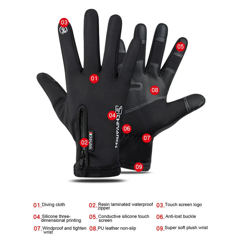 XANES 1Pair Warm Winter Gloves Waterproof Touch Screen Windproof Thermal Cycling Gloves Cold Weather Running Hiking Ski Sports Gloves