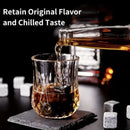 Reusable Whiskey 6 Ice Stones Set Whiskey Stones 2 Whisky Glasses Set Granite Ice Cube Stainless Steel Clips with Fleece Bag Wooden Gift Best Gift for Men