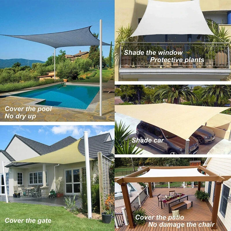 Outdoor Shade Canopy Waterproof Rain Shelter Sunshade Curtain Corner Shade Sail UV Resistance Sun Protection Camping Tent