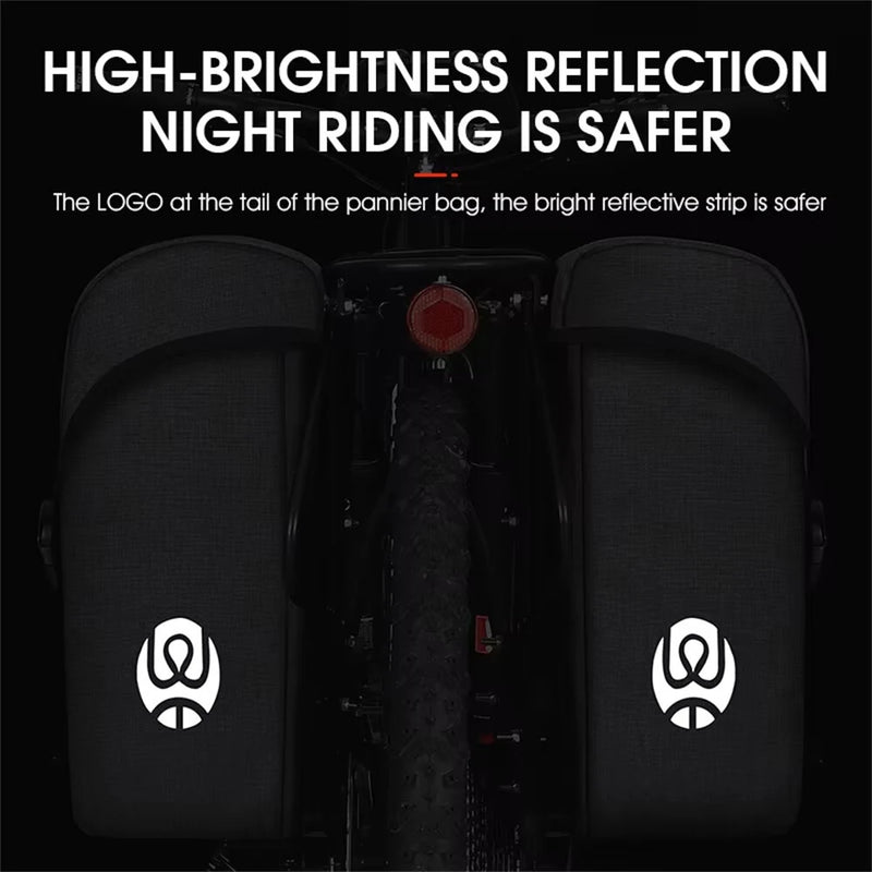 WEST BIKING 35L Bicycle Pannier Bag Waterproof 300D Polyester Sturdy Double Side Bike Bag Anti-Scratch Night Reflective Bike Rear Bag for MTB