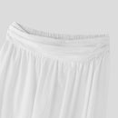 INCERUN Mens Deconstructed Solid Color Layered Pant Fashion Comfortable Elastic Waist Trousers for Men