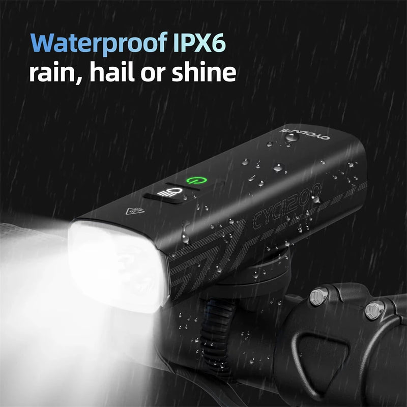 CYCLAMI BR 1200 Lumens Bike Headlight 2500mAh IPX6 Waterproof Type-C Charging Front Lights for Outdoor Road Cycling Safety