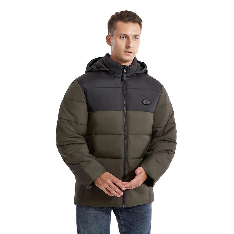 TENGOO HJ-15G Heating Jacket 15 Heated Areas Coat Army Green Fashion USB Charging Winter Plus Size Warm Outdoor Hiking Camping Electric Heating Jacket