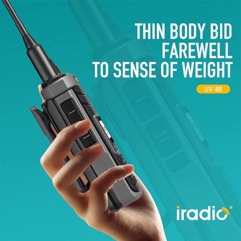 IRadio UV88 UV Full Band Walkie Talkie 1024 Channels FM/SW/MW/LW Radio Multi-Band Type-C Rechargeable Handheld Two-way Radio One-click Matching Quick Decoding