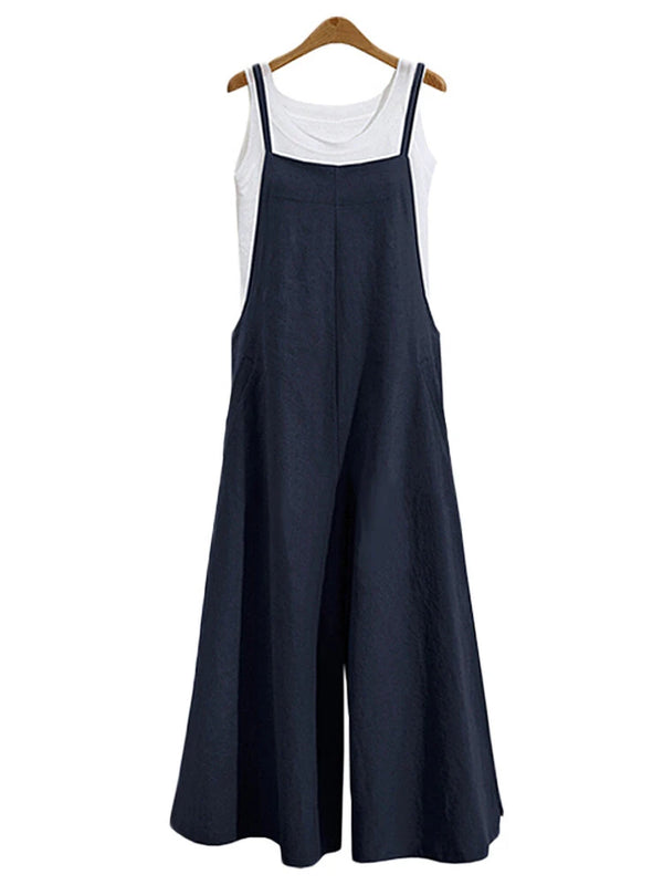 ZANZEA Plus Size Women Overalls Bib Pants Loose Pockets Jumpsuit