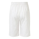 Men's Quick Dry Cotton Linen Shorts Summer Breathable Stripe Casual Gym Running Cargo Pocket Beach Five-point Pants Lightweight Comfortable