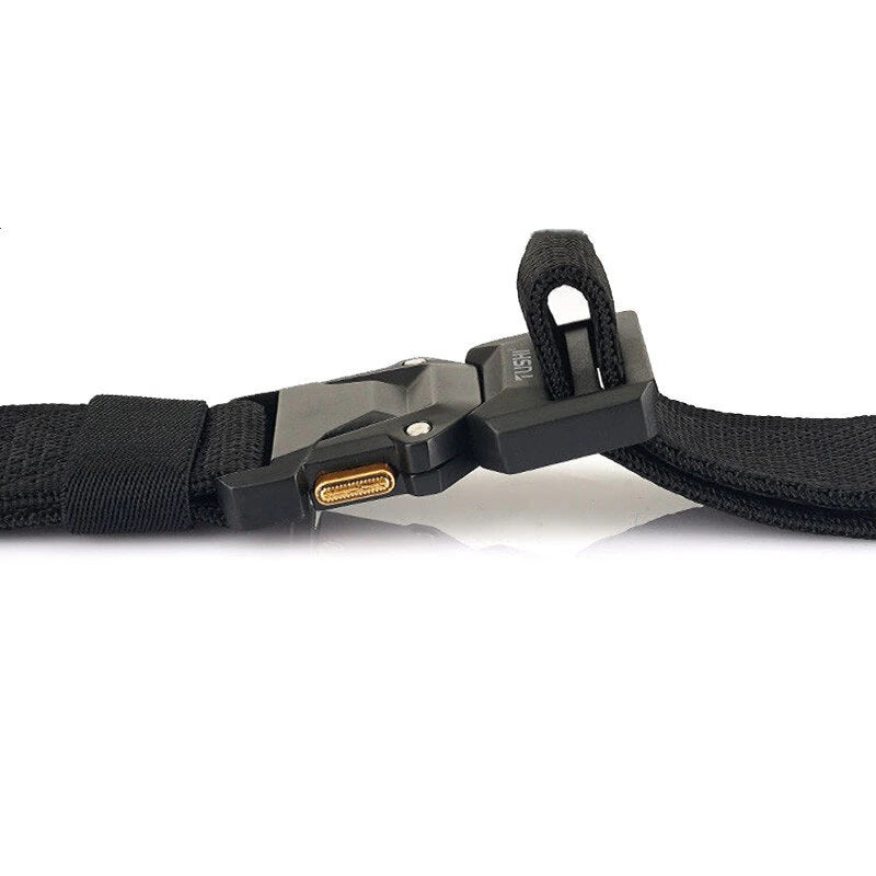 TUSHI 120cm Metal Rotating Buckle Tactical Belt Nylon Wistand Inserting Buckle Casual Military Fan for Men Women