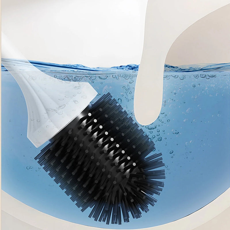 Tevorex Wireless Electric Silicone Head Toilet Brush Long Handle 360 rotation Cleaning Brush Household Bathroom USB Rechargeable White Cleaning Tools