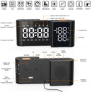 LCD Digital Desk Wall Alarm Clock with USB Charging Station Dual Screen LED Dimming Temperature And Humidity Electronic Clock Radio Alarm Clock