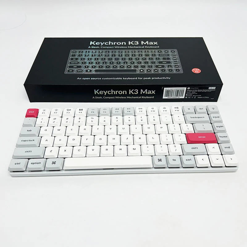 Keychron K3 Max Tri-mode Mechanical Keyboard Low Profile Red Switch PBT Keycaps 1K Return Rate 75% Layout Custom Gaming Keyboards