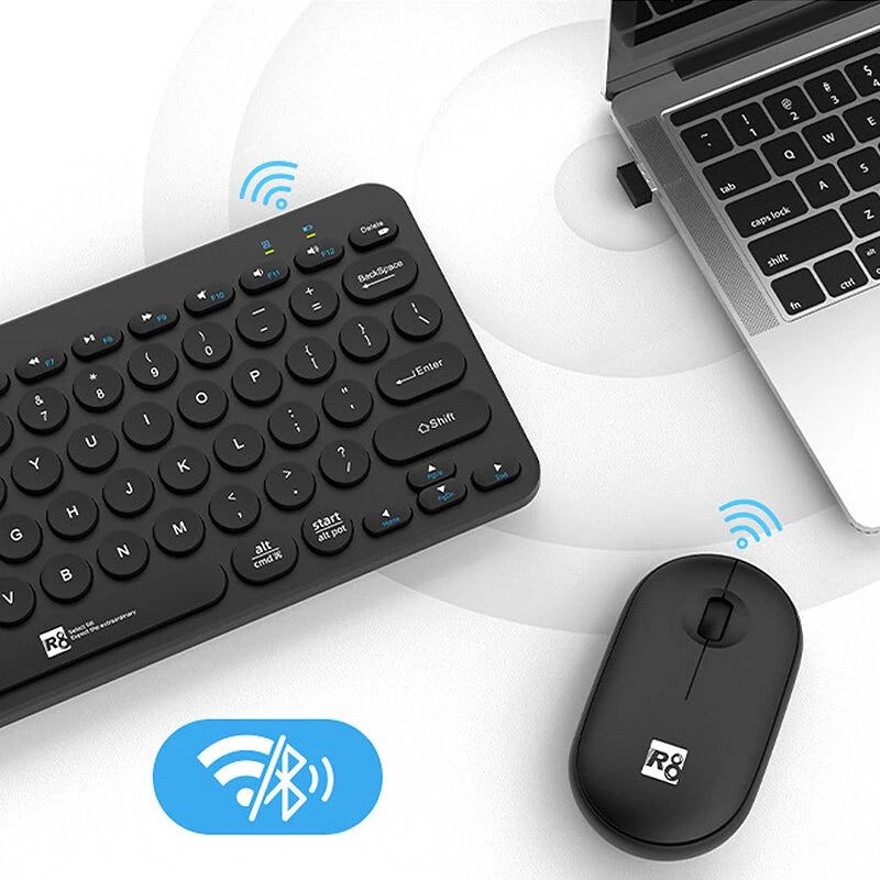 R8 1928 2.4G Wireless bluetooth Keyboard and Mouse Set 78-Keys Punk Keycaps Keyboards 1200DPI Mice Combo for Office PC Computer Plug and Play
