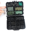 Anmuka 420pcs Fishing Tackle Kit ABS Boxed Fishing Accessories Set with Hooks Swivels Beads Locking Pins Screw Block Beans Anti-winding Sleeves Fit for Anglers