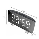 LED Mirror Digital Alarm Clock USB Charging Brightness Adjustable 10 Music Option Power off Memory Function