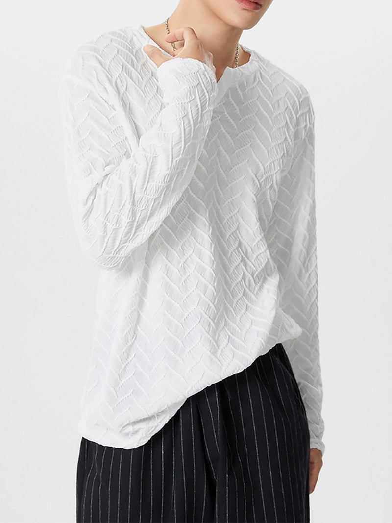 INCERUN Mens Solid Color Cut V-neck Long Sleeve Top Casual Shirts