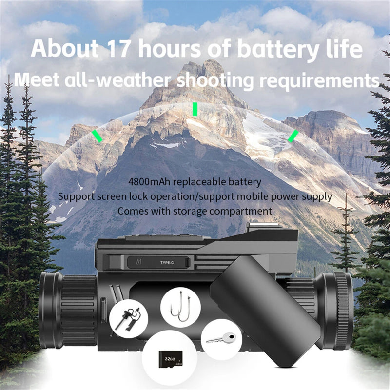 IPRee D12 4K Colorful Infrared Night Vision Device 64 Million Day And Night Macro Reconnaissance Sight Monocular Handheld Camera