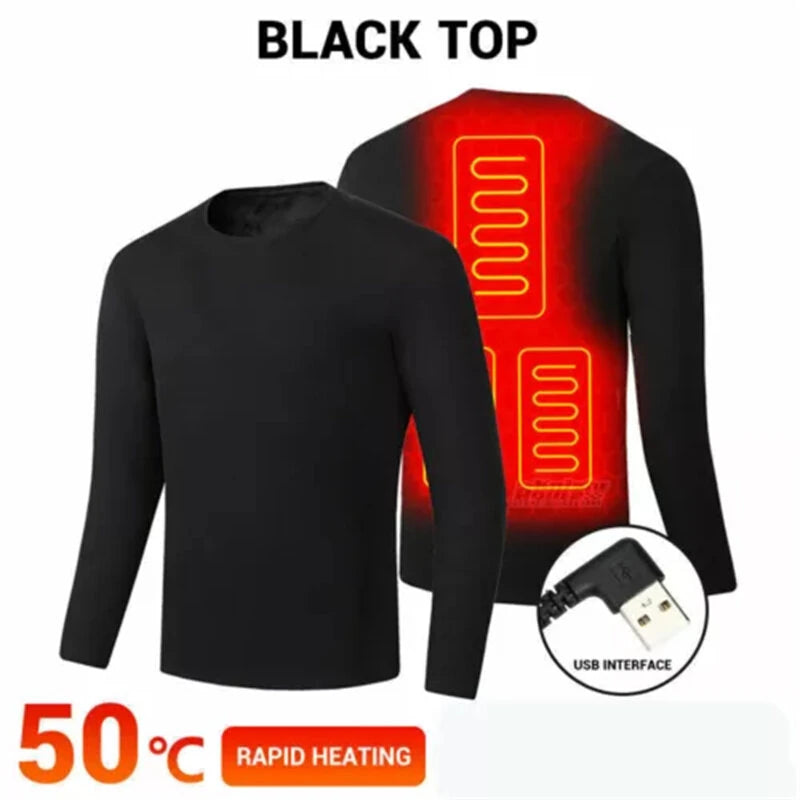 TENGOO HD-02B Heating Underwear Pant Set Fleece Lined Thermal Long Sleeves Trousers Men Women Heated Suit USB Electric Thermal Underwear for Winter