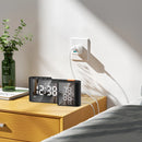 LCD Digital Desk Wall Alarm Clock with USB Charging Station Dual Screen LED Dimming Temperature And Humidity Electronic Clock Radio Alarm Clock