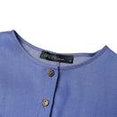 ZANZEA Women Vintage Round Neck Denim Dresses Casual Lantern Sleeve Solid Maxi Dress