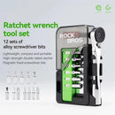 ROCKBROS 12-in-1 Portable Mini Bicycle Repair Tools Kit Multifunction Aluminum Alloy Bike Ratchet Wrench Screwdriver Maintenance Set for Road MTB
