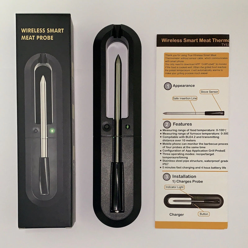 Wireless Smart BBQ Thermometer Bluetooth Probe with Phone App Display Baking Steaming Food Temperature Oven Temperature Kitchen Electric Thermometer Wireless Passive Oven Kitchen Electric High Temperature Probe