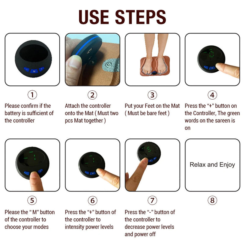 6 Mode 3D Electric Foot Massager Foot Pad 15 Speed Micro Current Pulse Calf  Foot Massager Micro Current Foot Massage Pad