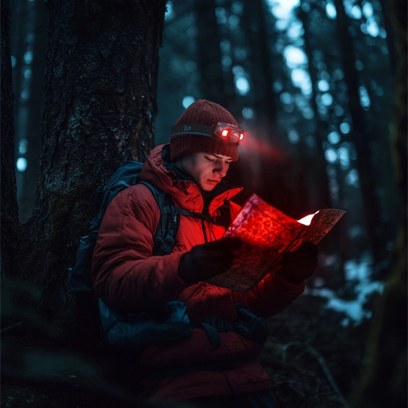 LEM Outdoor 800LM Wave Sensor Headlamp Dual Light Source Ultra-Bright Headlamp Long-Lasting Rechargeable Helmet Lamp for Outdoor Night Fishing Riding