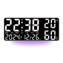 15 Inch Digital Wall Clock with Atmosphere Lights Remote Control Temp Humidity Display LED Table Clock Multifunctional Alarm Clock