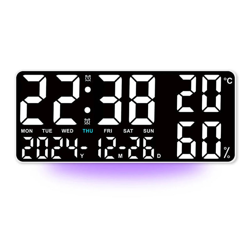 15 Inch Digital Wall Clock with Atmosphere Lights Remote Control Temp Humidity Display LED Table Clock Multifunctional Alarm Clock