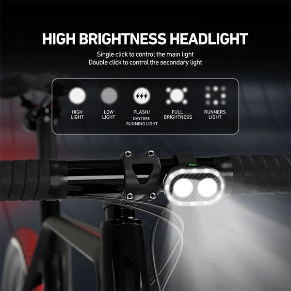 CYCLAMI CY300T 2PCS Bicycle Smart Front Rear Brake Sensing Lights Waterproof Type-C Charging Bike Lighting Headlight Warning Taillight for MTB Road Cycling