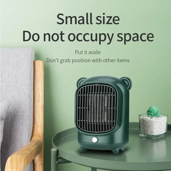 500W Portable Mini Desk Heater Warmer Fan Electric Space Heater Heating Fan PTC Ceramic Heating Elements for Office Home Energy Efficient Indoor