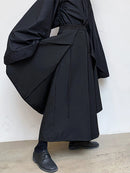 INCERUN Men Pant Elastic Black Irregular Design Skirt Pant Loose Fit Fashion Mens Streetwear Pants S-5XL