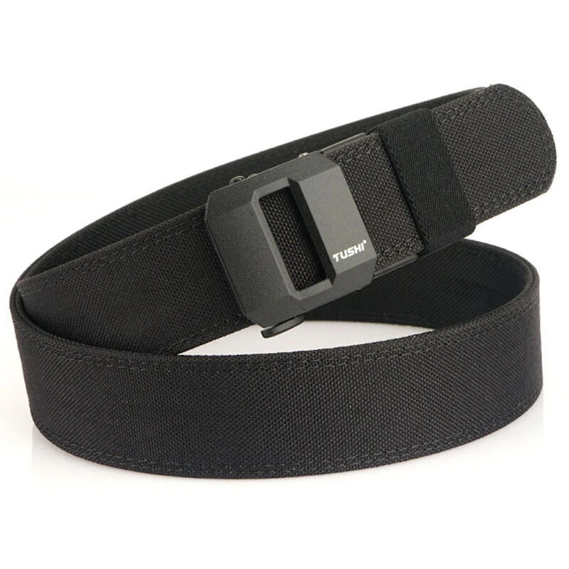 TUSHI Metal Buckle Tactical Belt for Men Adjustable Nylon Military Gun Belt Heavy Duty EDC Outdoor Sports Police Duty Waistband Work Utility Belt