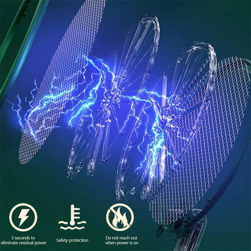 3-in-1 Electric Fly Swatter Mosquito Killer Racket Bug Zapper Insect Trap 800mAh USB Charging Foldable Design UV Light Insect Attraction for Indoor Outdoor Use