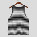 INCERUN Mens Striped U-Neck Sleeveless Casual Vest Simple Gym Sports Tank Top