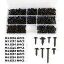 340Pcs Pan Head Tapping Screw Cross Head M3/M3.5/M4/M4.8 Self Tapping Screw Set Assortment Kit Black Furniture Carbon Steel