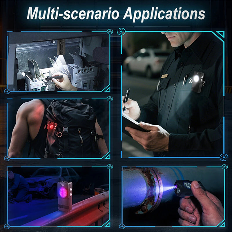 550 Lumens Mini Flashlight Rechargeable Bright Small LED Pocket Flat Light with Clip Magnetic Tail, Keychain Flash Light with Red UV Light,  IP66 Waterproof Outdoor Emergency Work Lamp