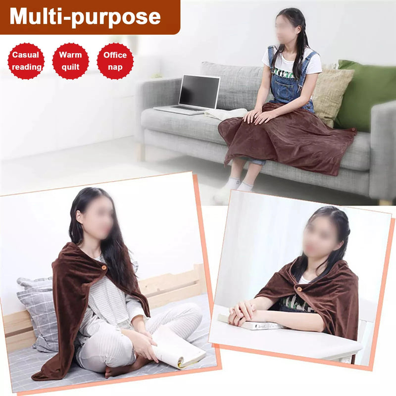 TENGOO USB Electric Heated Shawl 100*70cm Soft Flannel Heated Wrap Blanket Winter Wearable Fast Heating Electric Throw Blanket for Office Outdoor Camping