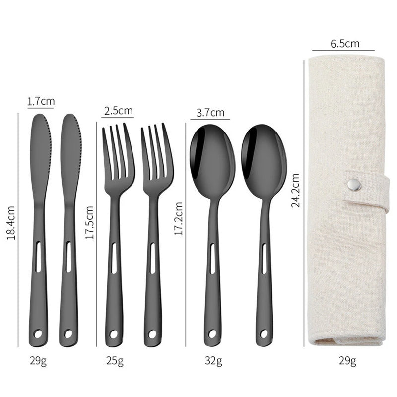 IPRee 7PCS Stainless Steel Camping Cutlery Set Portable Travel Picnic Utensils Fork Spoon Outdoor Dinnerware for Hiking